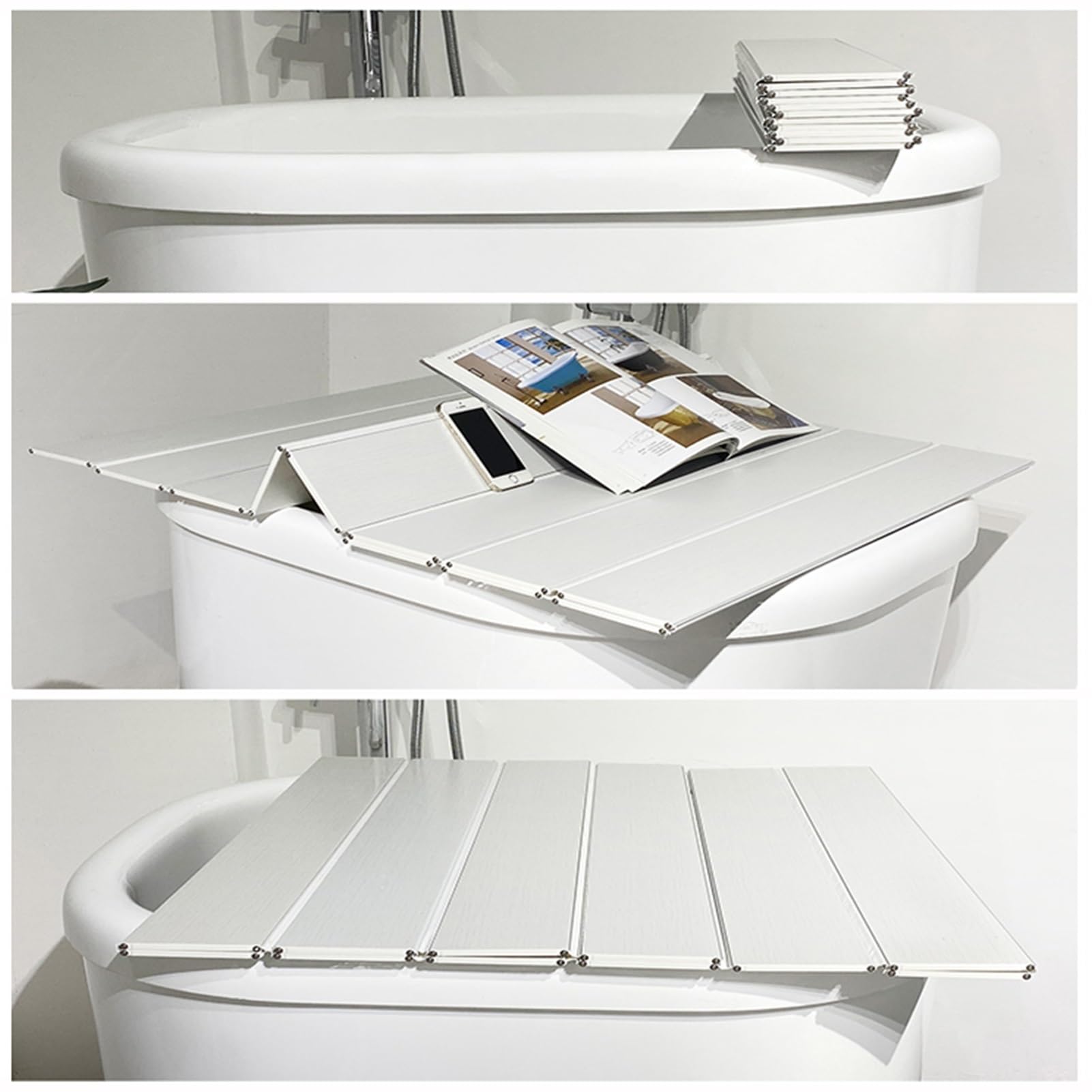 Vasca da bagno impermeabile con copertura isolante pieghevole • Elegante design bianco (70 x 160 x 0,6 cm) per spa, relax e accessori da bagno per gli amanti del benessere