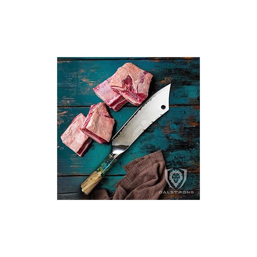 Dalstrong Valhalla Series Chef & Cleaver Hybrid Knife - The Crixus 8" Bundled with Chef Knife 8" - w/Leather Sheath Gift Set