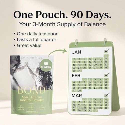 Miniatura 7 de Bond Mio-inositol y D-quiro-inositol en polvo – Suplemento de equilibrio hormonal, regularidad del ciclo y soporte ovárico para mujeres – Fórmula