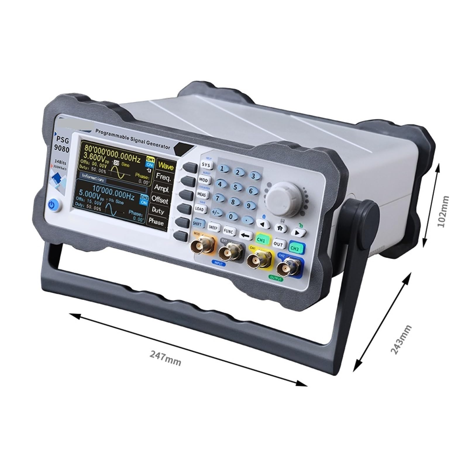 Generatore di segnale di funzione di forma d'onda arbitraria DDS programmabile a 2 canali da 60 MHz e 80 MHz, contatore di frequenza PSG9080(PSG9060,US)