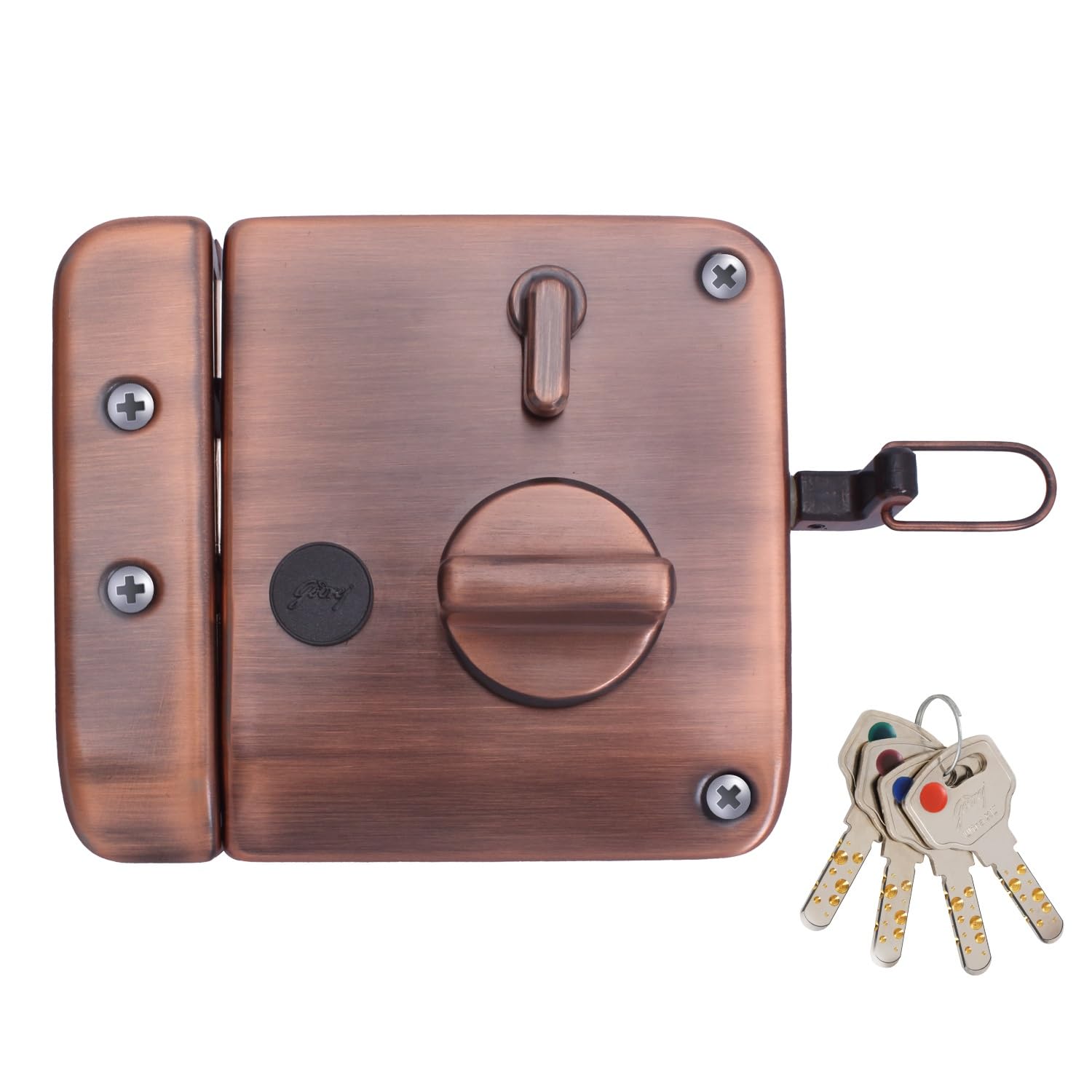 Godrej Rim Lock I Tribolt XL+ I 1CK Latchbolt I for Home Main Door I for Inside/Outside Opening Door & Left/Right Handed Doors I 4 Keys I 5 Year Warranty I Manual Locking I Antique Copper Finish (B0C78DD9HM) Amazon Price History, Amazon Price Tracker