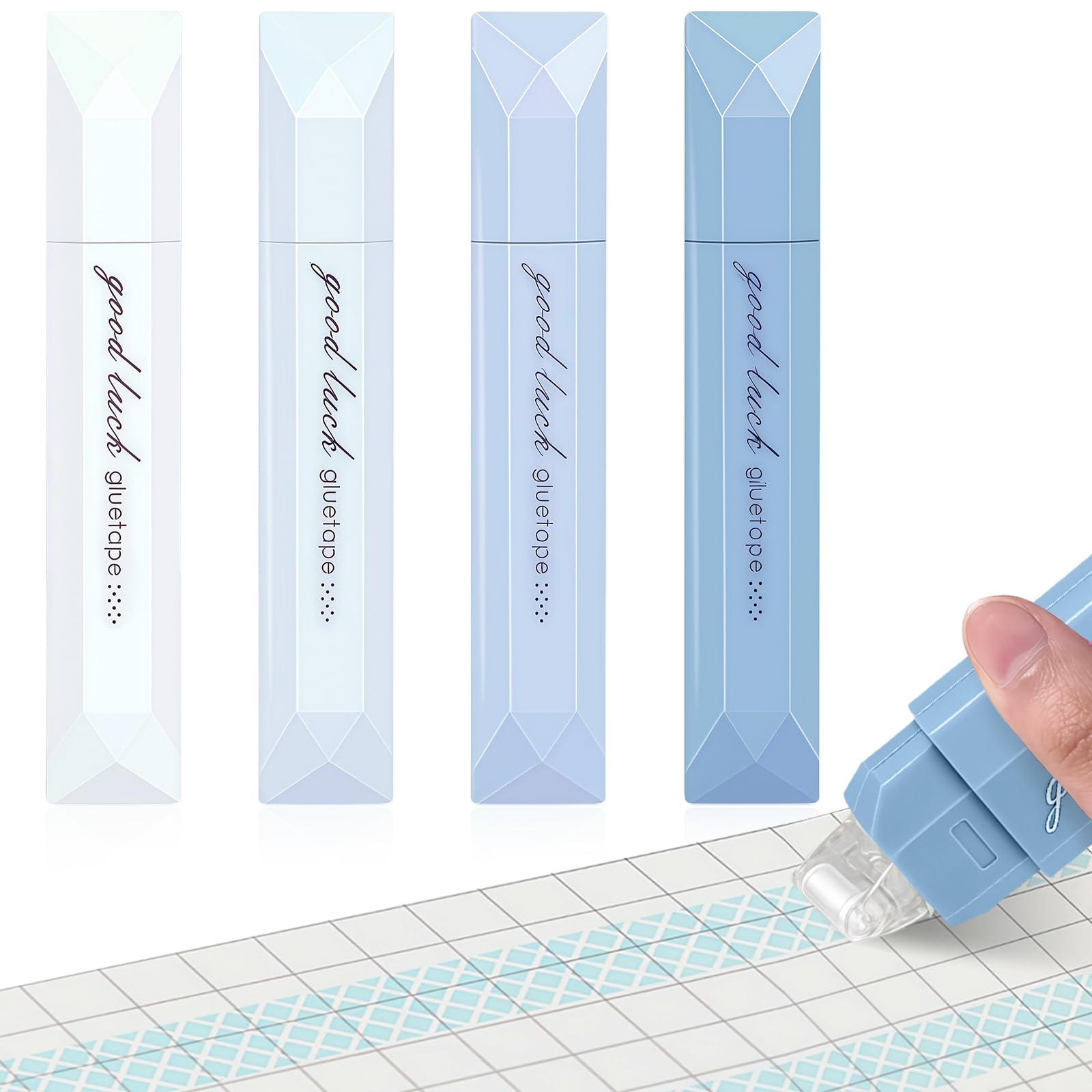 flintronic Double Sided Tape Pens, 4PCS Double Sided Tape Dispenser, Scrapbooking Supplies, Glue Tape Roller for Home Office School Crafting, Journal, Cards and Scrapbook Accessories(5M*6mm)