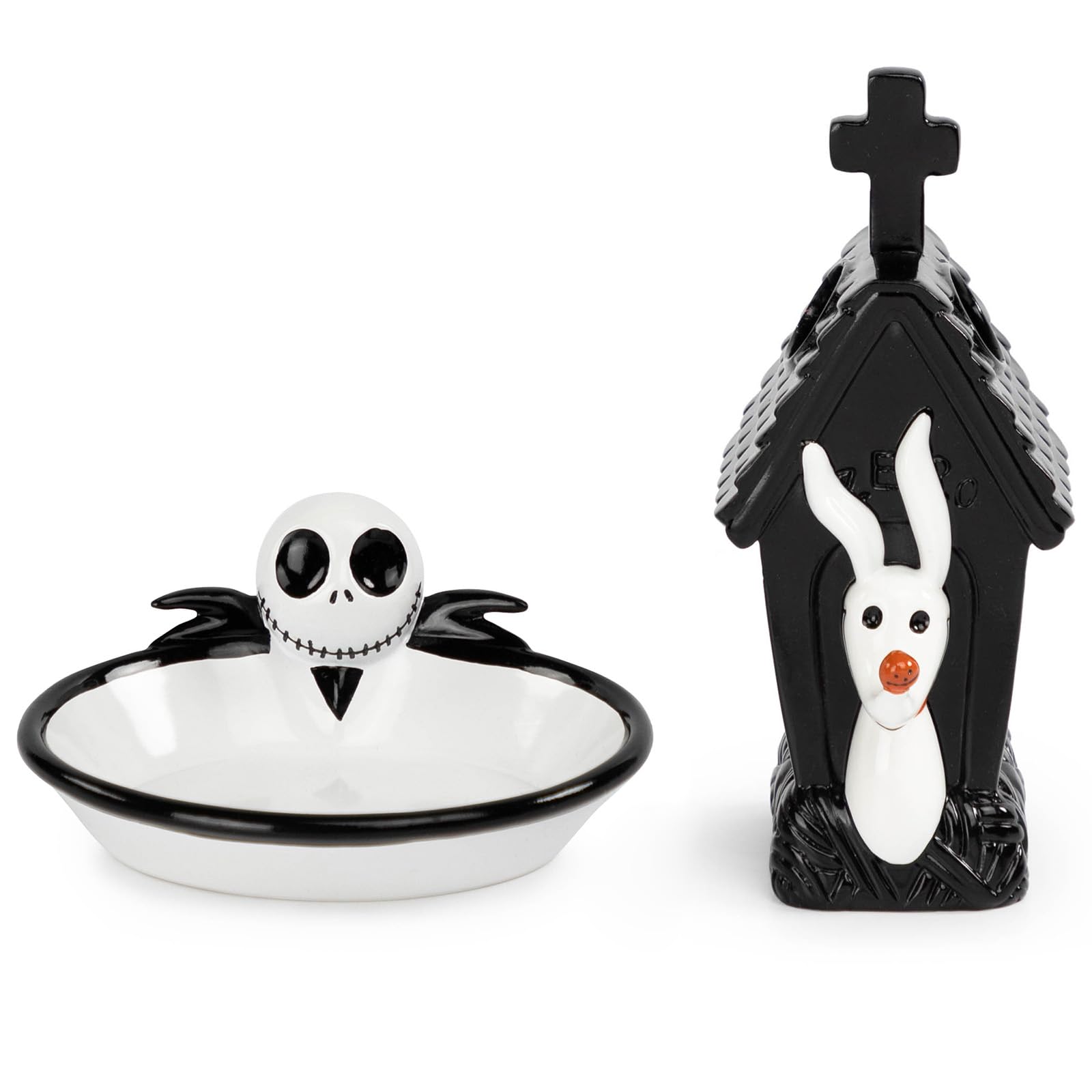 Jay Franco Disney Nightmare Before Christmas Bathroom Accessories - 2 Piece Black & White Resin Bathroom Décor and Storage Set Includes Toothbrush Holder and Soap Dish Set