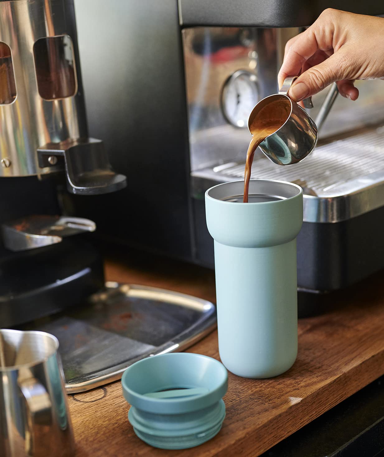 MEPAL, Insulated Travel Mug with Lid for Coffee, Tea, Hot or Cold Beverages, BPA Free, Nordic Green, Holds 16 oz, 1 Count