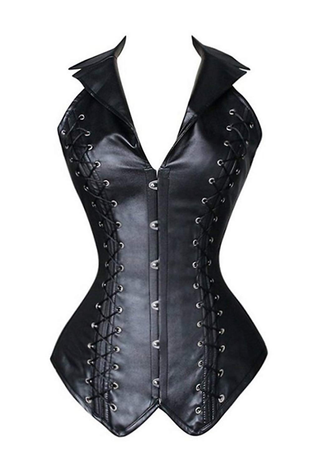 Kimring Women's Gothic Faux Leather Spiral Steel Boned Halter Steampunk Corset