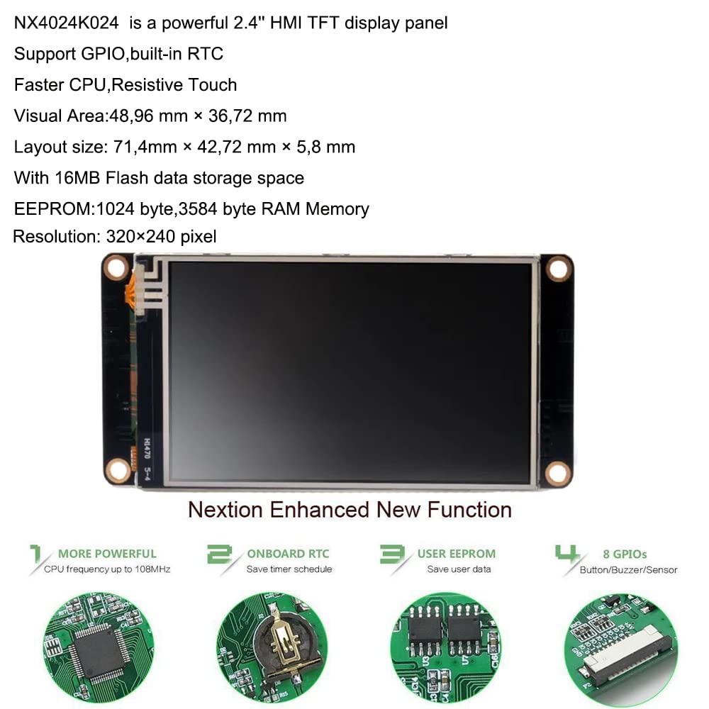 English Nextion Enhanced 2,4" 320×240 HMI USART UART TFT Módulo de Pantalla LCD de Panel de Pantalla táctil resistiva en Serie(NX4832K024)
