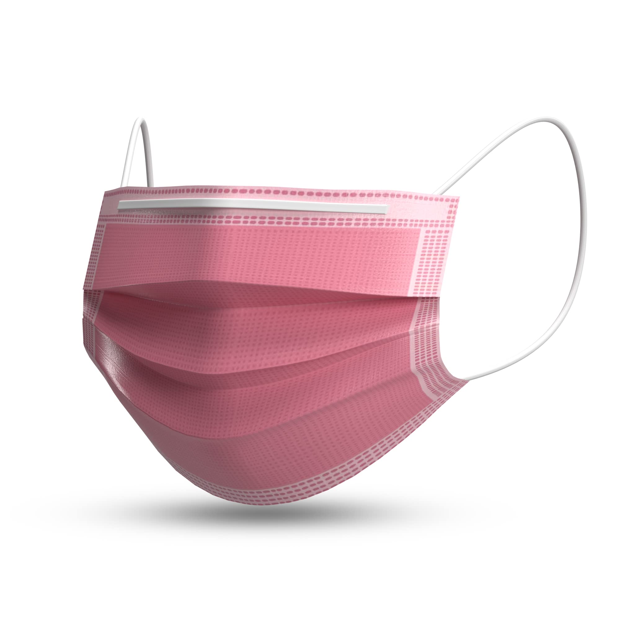 Diligent- We Care For your Life Nonwoven Skin-Friendly Fabric Pink 3Layer Surgical Disposable Face Mask with Nose Clip Certified By FDA,CE,WHO-GMP,ISO (Pink Masks) for Unisex