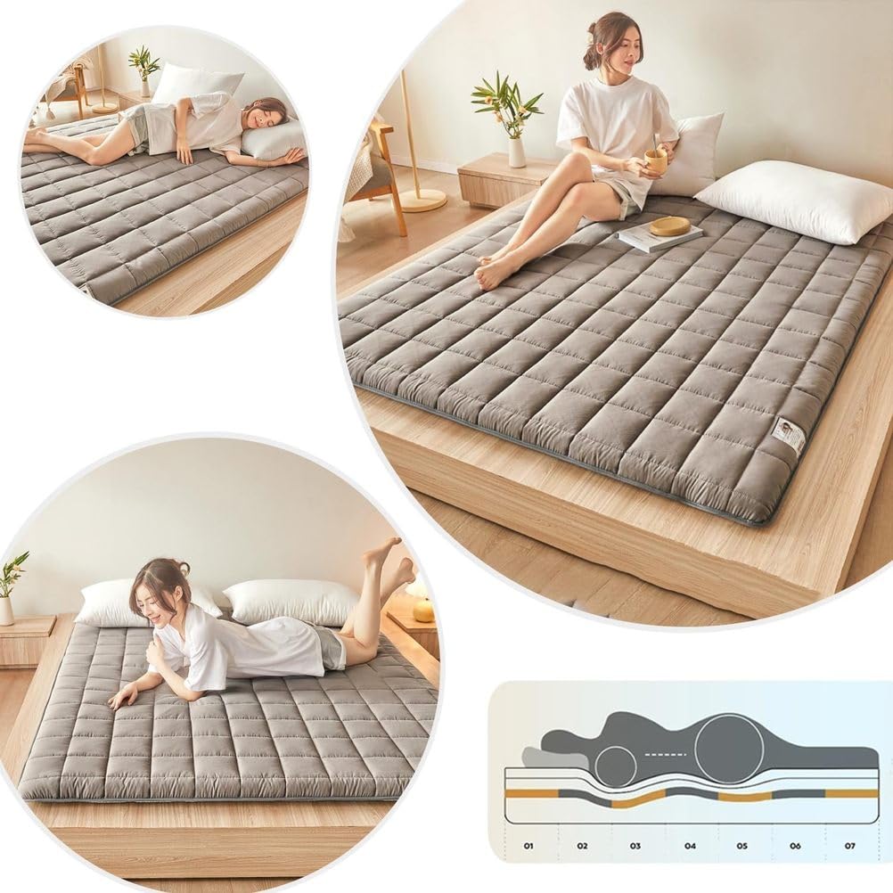 Materasso futon Giapponese Spesso, Pieghevole, Morbido, Traspirante, Arrotolabile, Portatile, per Soggiorno, dormitorio, Ospiti, Divano da Campeggio,004,120x190cm