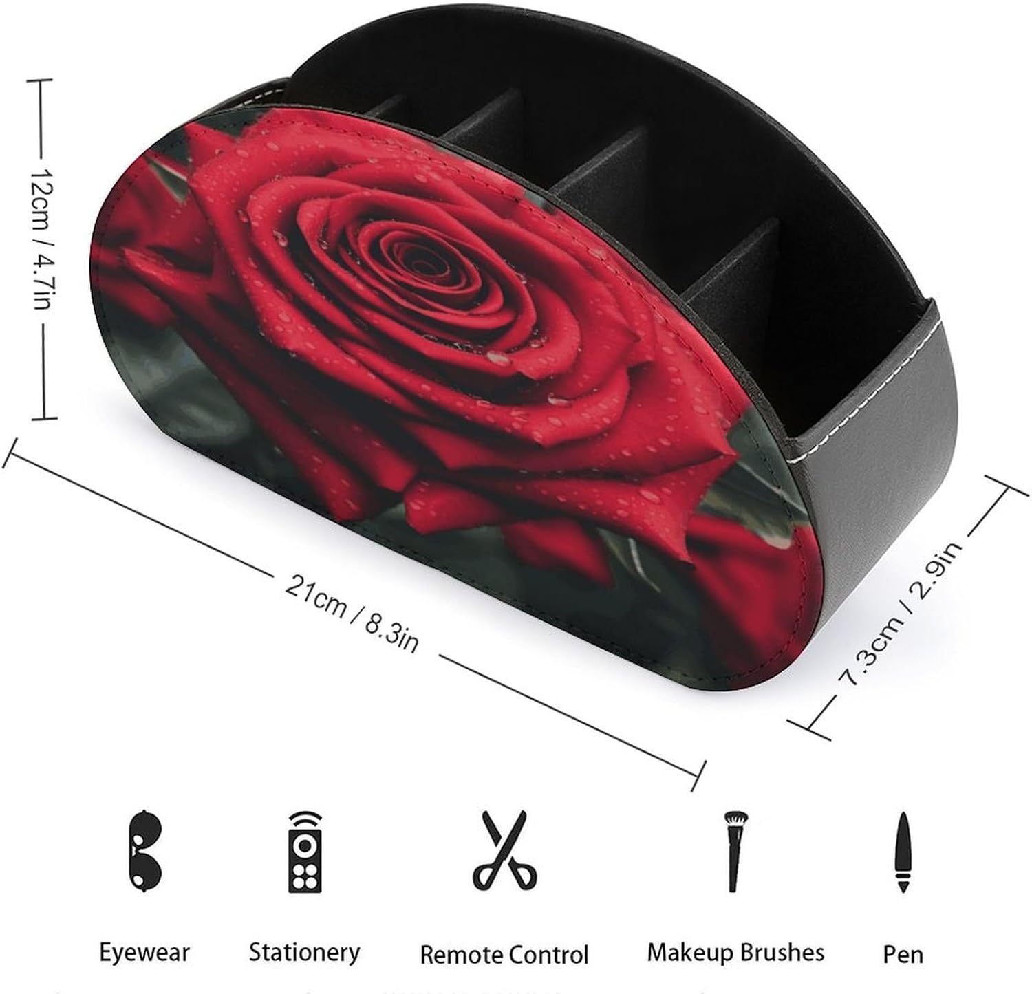 Personalized PU Leather Remote Control Holder with 5 Compartments image 2