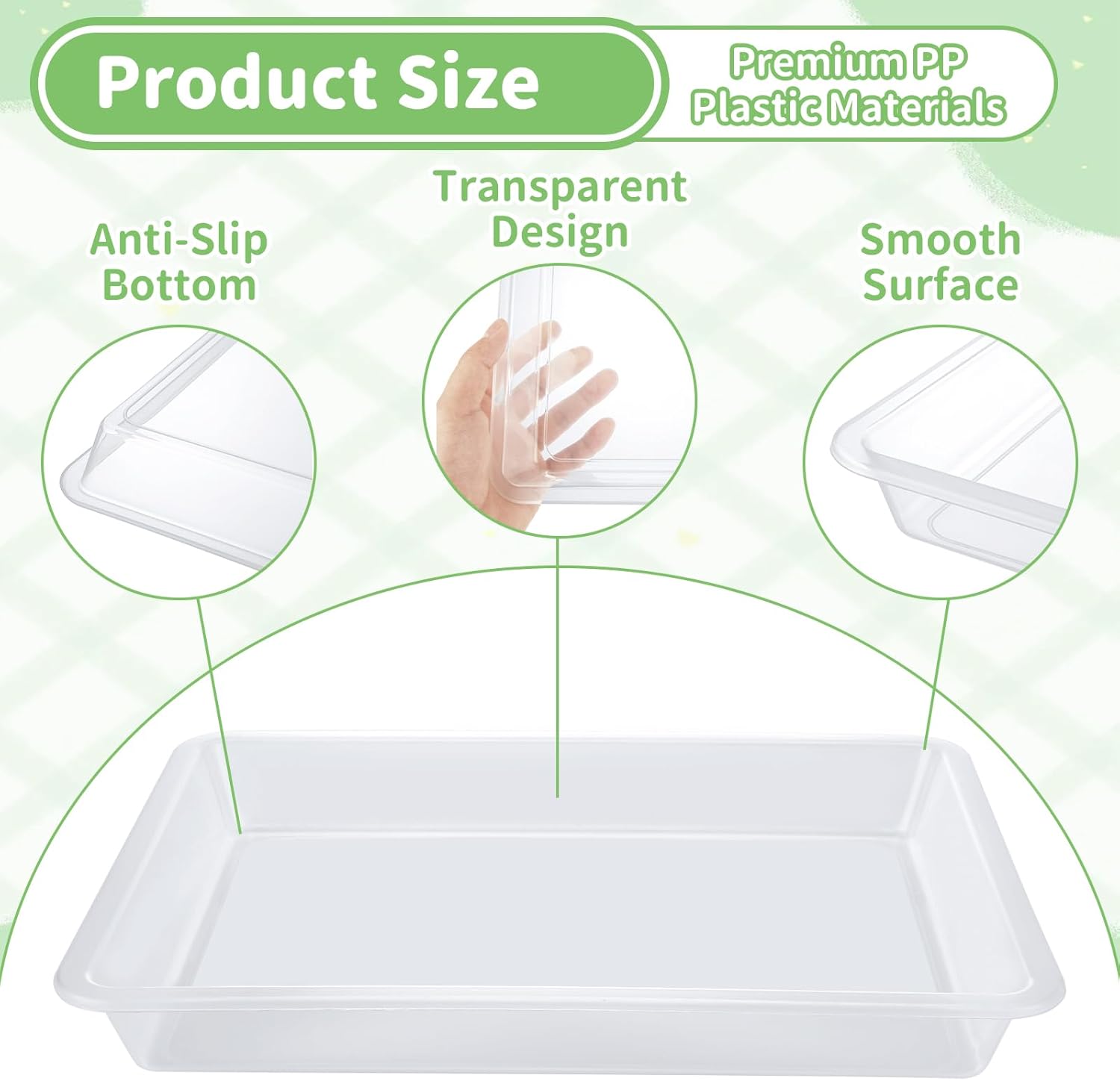 QTLCOHD 20 Pcs Clear Plastic Art Trays, 8.27 x 11 x 1.2 Inch Activity Crafts Organizer Tray, Serving Tray for Home, School, Kids, DIY Projects, Painting and Beads - Image 3