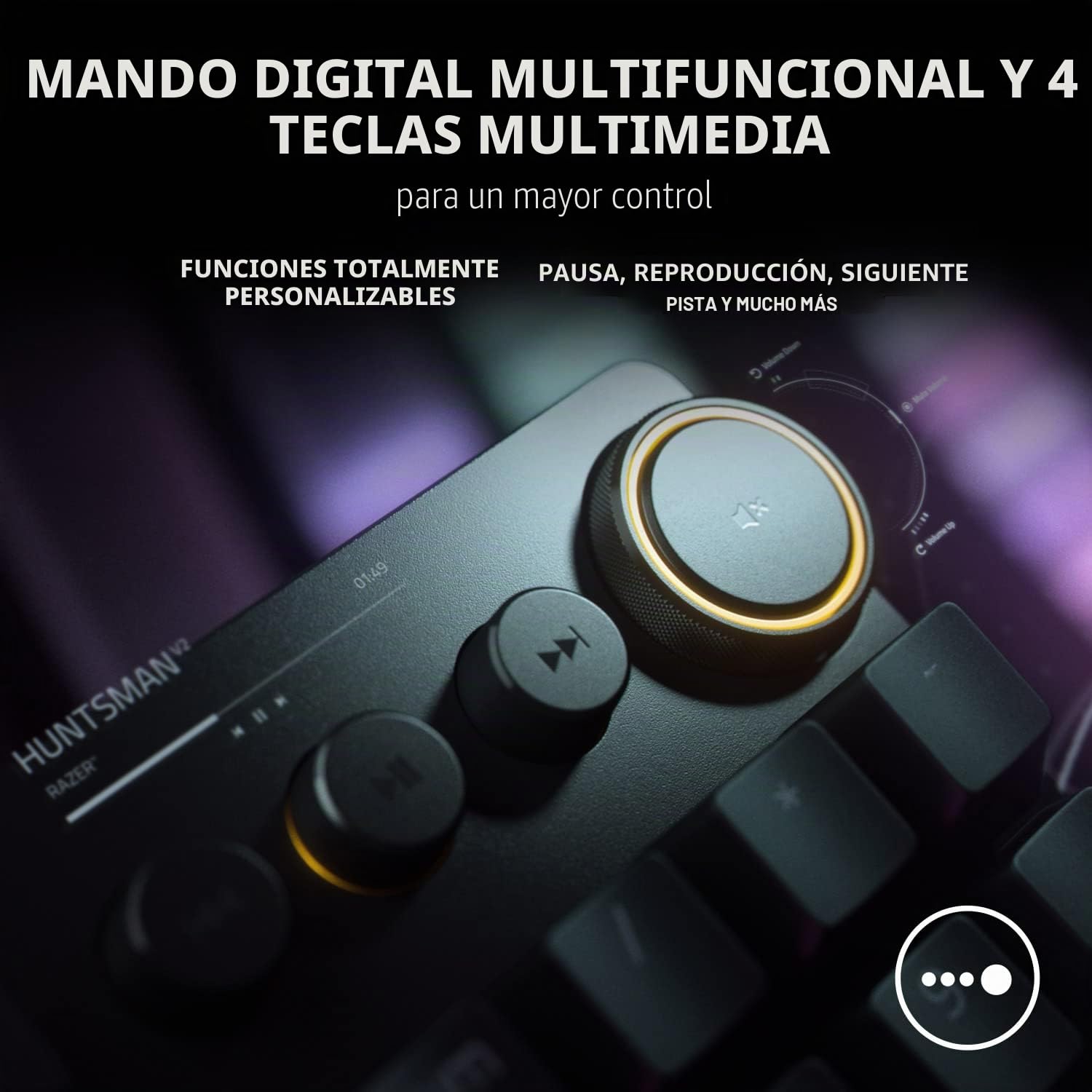 Razer Huntsman V2 - Tastatur - Hintergrundbeleuchtung - Usb - Deutsch - Tastenschalter: Razer Clicky Optical Purple