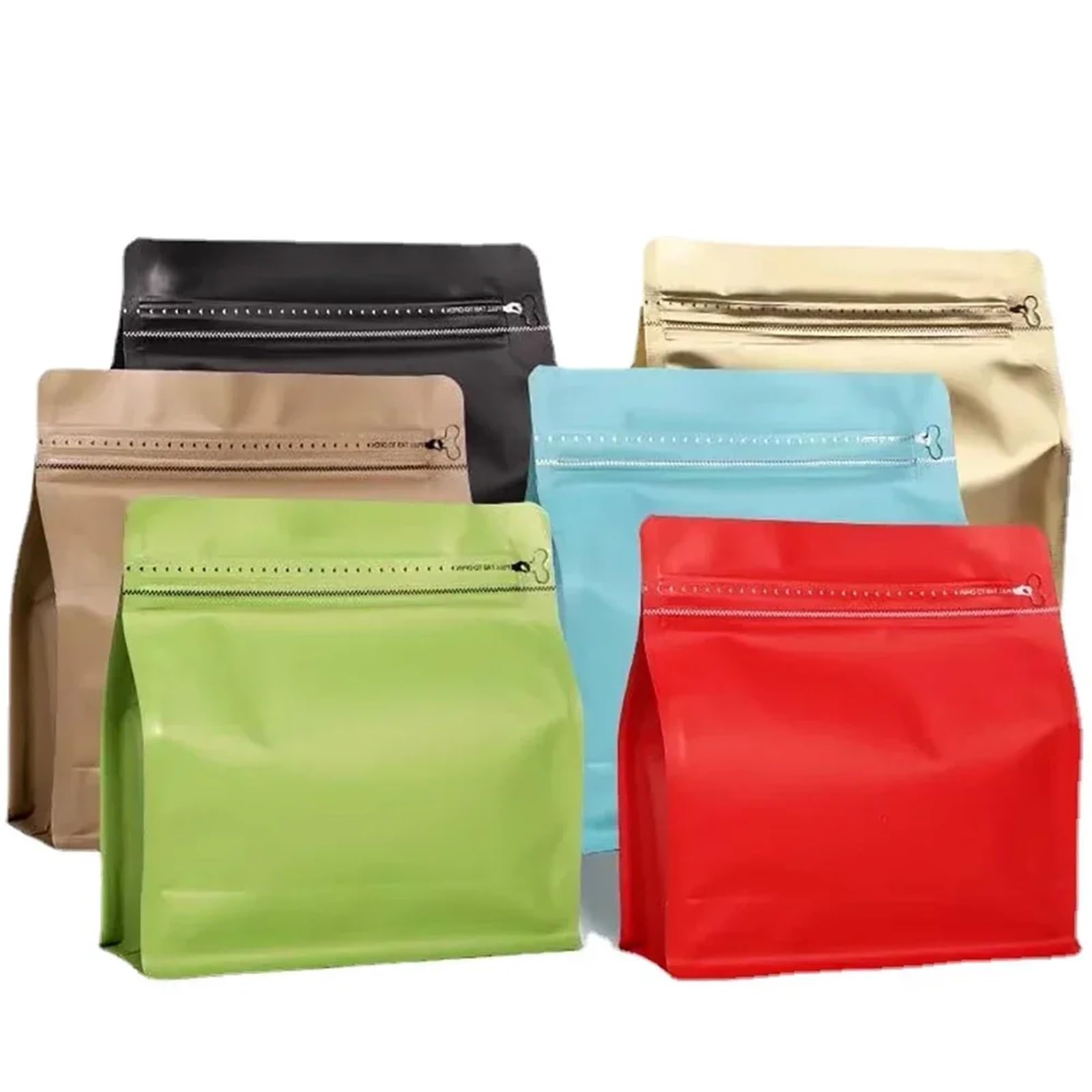 Coffee Bags With Valve 50pcs Heat Sealable Matt Mylar Aluminum Foil Pouches Flat Bottom Ziplock Tea Ground Coffee Valve Packaging Bag(Transparent,With valve 250g)