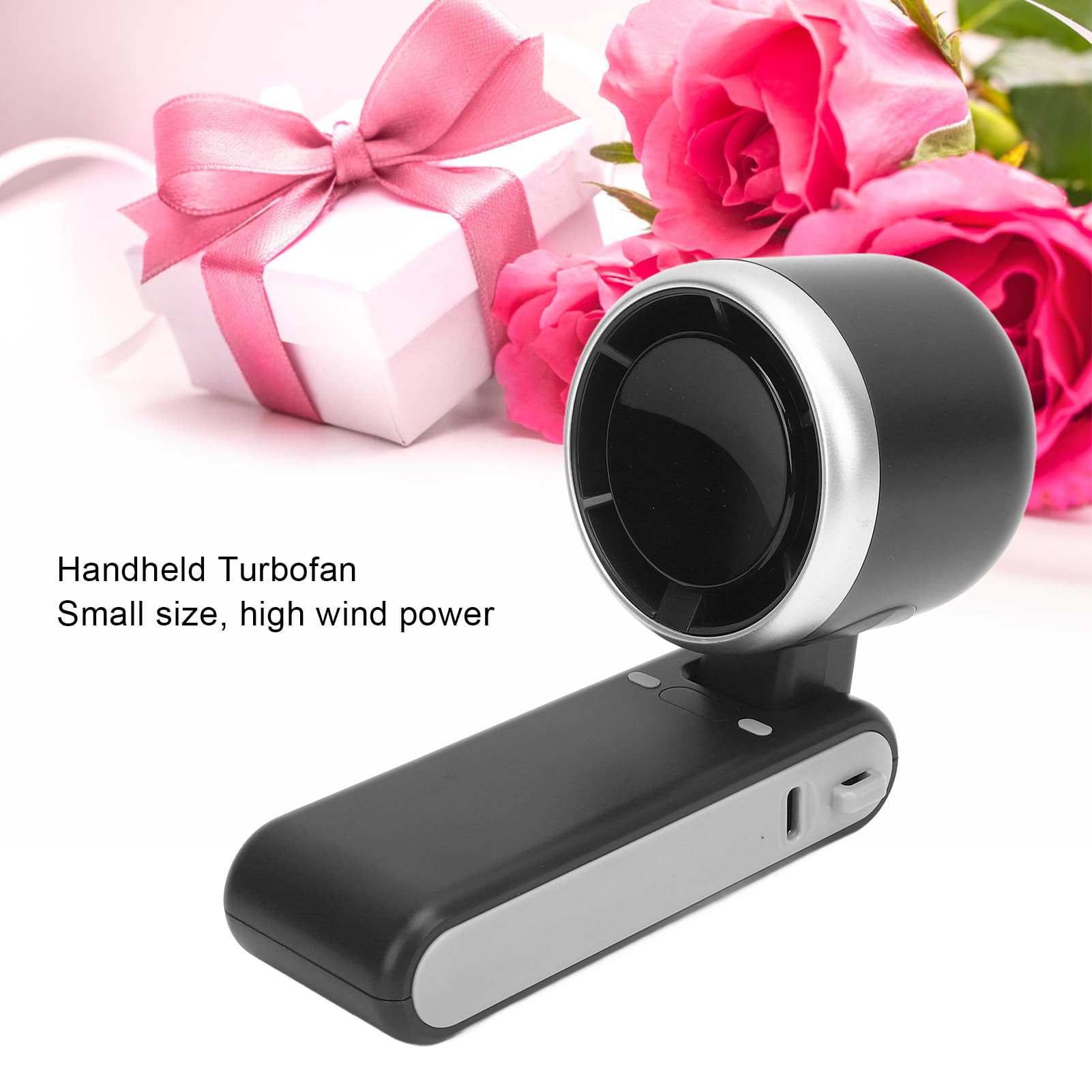 Annadue Vel a Turbo Portatile Portatile, Ventola Portatile Pieghevole a 5 Marcia, Dispositivo di Raffreddamento Portatile Ricaricabile con Display Digitale per Cordini per il Campeggio da (grigio