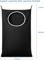 Vista 2 de Bolsas de Lavandería Colgantes XL, Cesta de Lavandería para Puerta con 2 Tipos de Ganchos para Ropa Sucia, Ahorra Espacio del Baño Tamaño: 36.5 x 22