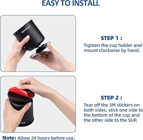 Miniatura 7 de SUP - Portavasos inflable para tabla de remo SUP, soporte multifuncional para kayak, lancha, remo, portavasos con 1 soporte de acción (blanconegro)