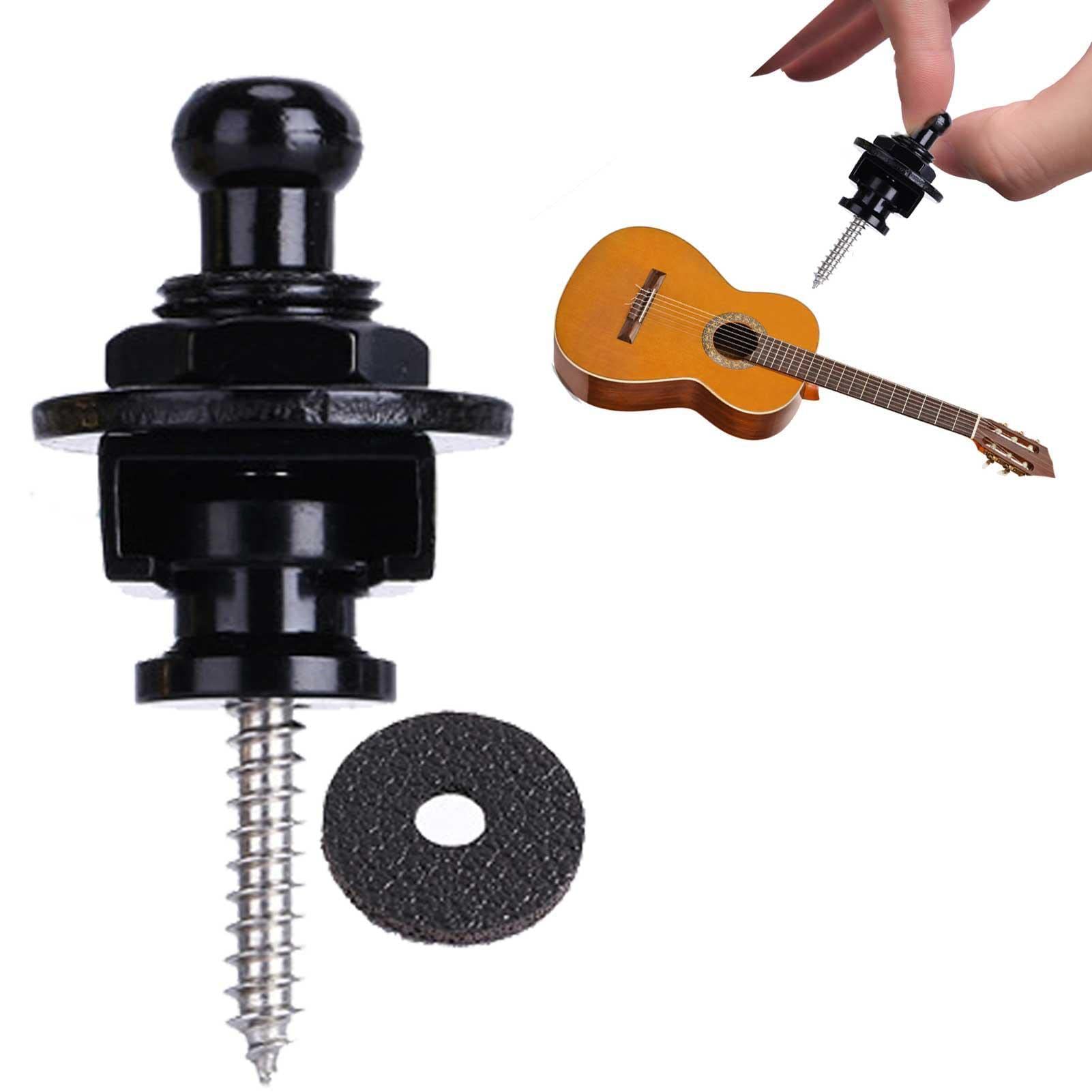 Mesee - 6Pcs Verrous De Sangle Pour Guitare | Boucles Métalliques Anti-Dérapage Argent/Noir/Or