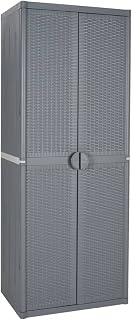 Garden Storage Cabinet Grey 65x45x172 cm PP Rattan,Garden Storage Cabinet,Garden Sheds,Garden Storage,Outdoor Storage Cupboard