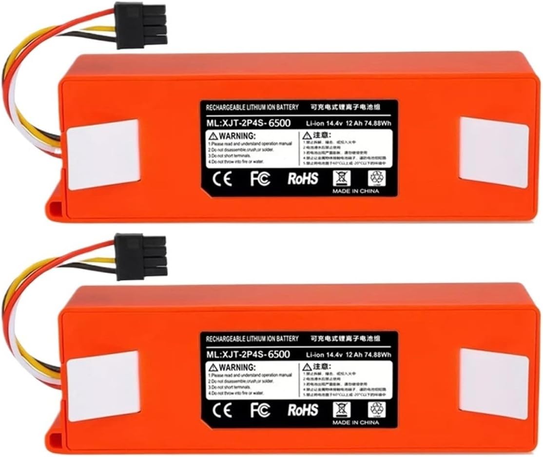 Robotic Vacuum Cleaner Replacement Battery Compatible for Roborock S55 S60 S65 S50 S51 S5 MAX S6 Parts(6500mAh x2PCS)