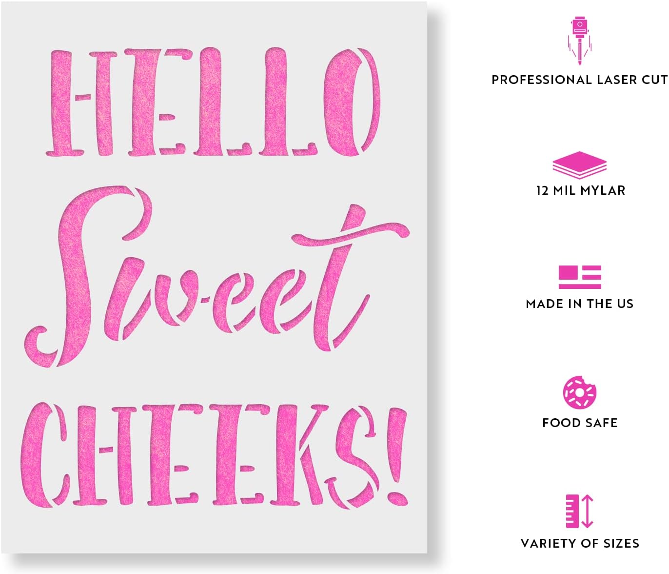 Hello Sweet Cheeks Bathroom Sign Stencil - Perfect for Business and Home Signage Projects, Large Stencils