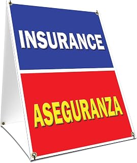 A-Frame Sidewalk Insurance Aseguranza Sign with Graphics On Each Side | 18" X 24" Print Size
