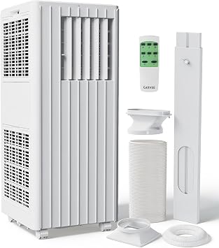 Garvee 8000 BTU Portable Air Conditioner, 3-in-1 Cooling, Dehumidifying & Fan for Rooms Up to 350 Sq. Ft | Quiet Sleep Mode | Energy-Saving 24-Hr Timer | AC Unit w/Remote & Full Window Kit, White | for Rooms Up to 350 Sq. Ft | Quiet Sleep Mode | Energy-Saving 24-Hr Timer | AC Unit w/Remote & Full Window Kit, White