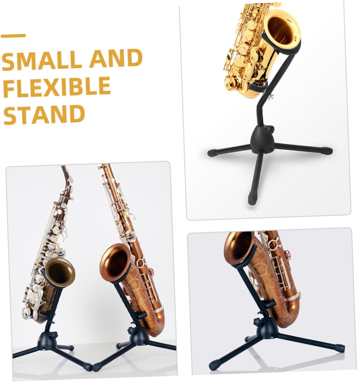 Levemolo Folding Alto Saxophone Stand Tripod Sax Holder for Alto and Tenor Saxophones Portable Desktop Bracket Soft Padding for Performances and Home Use