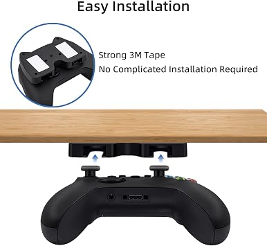 Mcbazel Universal Gaming Controller Stand & Mount, Under Desk & Table Holder for Xbox Series X/S, One, 360, Elite & Switch Pro Controllers, Tool-Free Installation (Black)