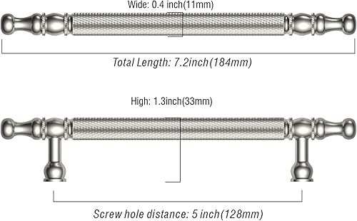Miniatura 3 de Asidrama Paquete de 10 manijas de gabinete de cocina moleteadas de 5 pulgadas (5.039 in), color negro mate, tiradores de gabinete, accesorios de