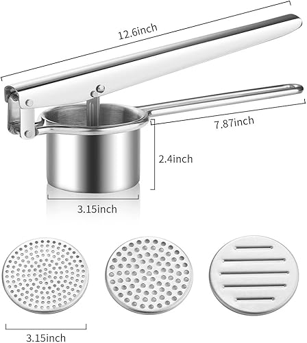 Miniatura 6 de Triturador de papas, herramienta de cocina de acero inoxidable para puré de papas suaves y arroz de coliflor