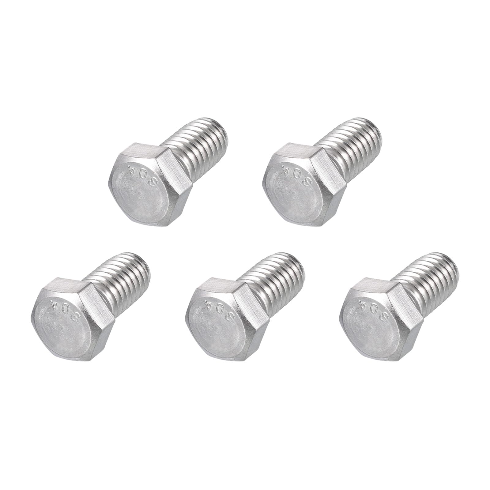 METALLIXITY Hex Head Bolts (7/16-14 x 3") 5Pcs, 304 Stainless Steel 18-8, Fully Threaded, External Hex Drive, Plain Finish
