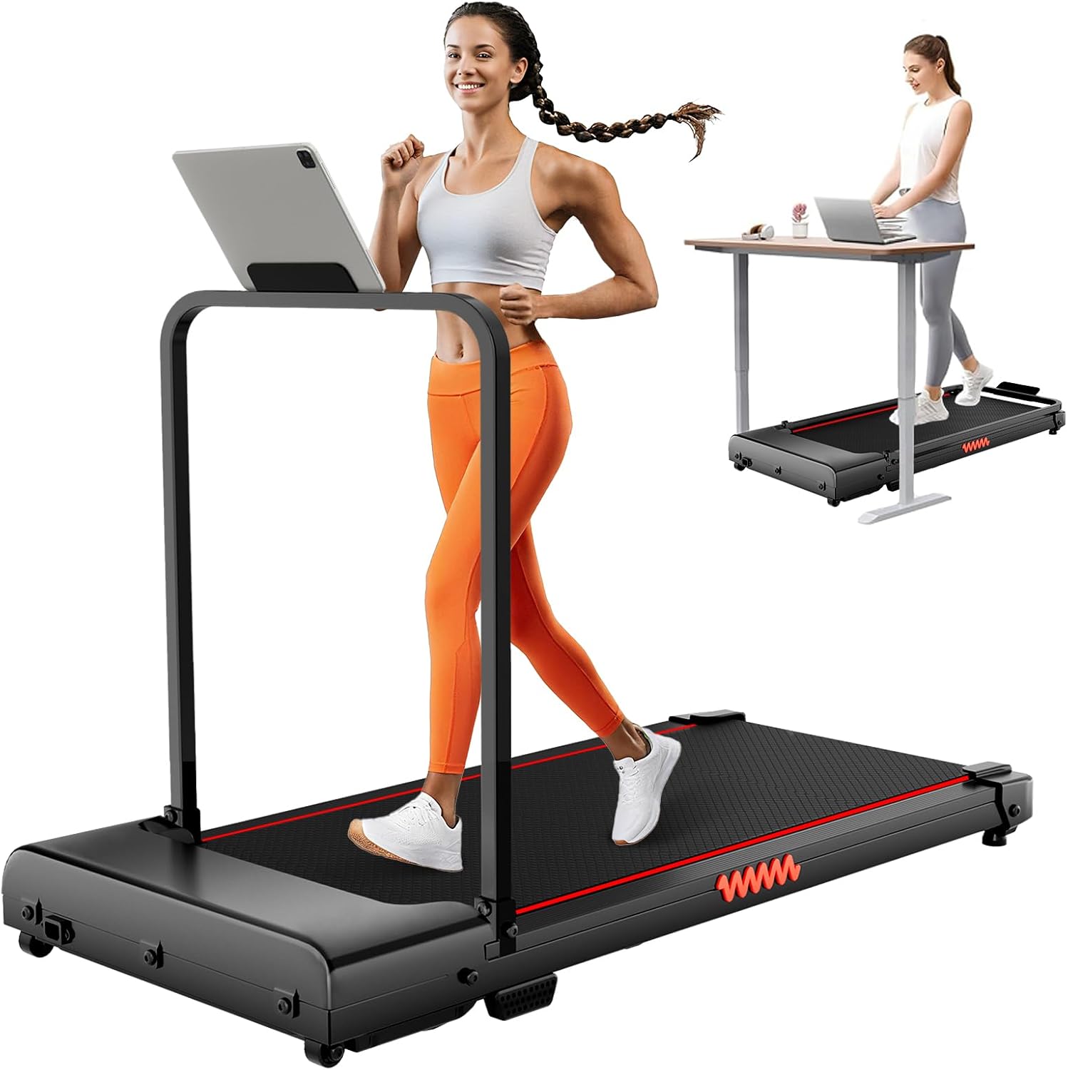 Walking Pad Treadmill, 3.0 HP Under Desk Treadmill, 3 in 1 Foldable Treadmills for Home, Walking Pad with Handle Bar for Walking and Jogging, with Remote Control & LED Display