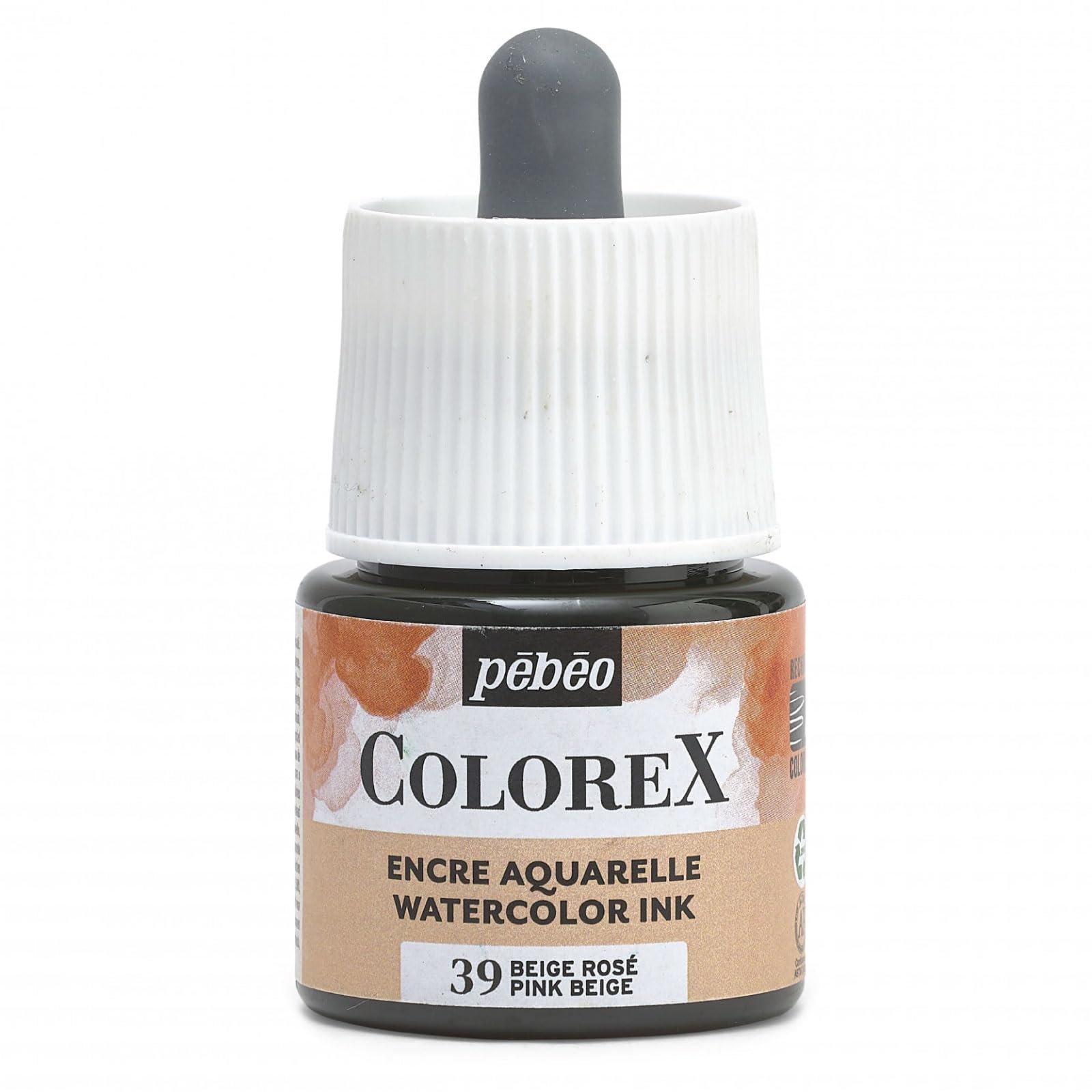 Pébéo - Colorex Ink 45 ml Pink Beige – Colorex Watercolour Ink Pébéo – Velvety Effect Beige Ink – Multi-Tool Drawing Ink for All Media – 45 ml – Pink Beige