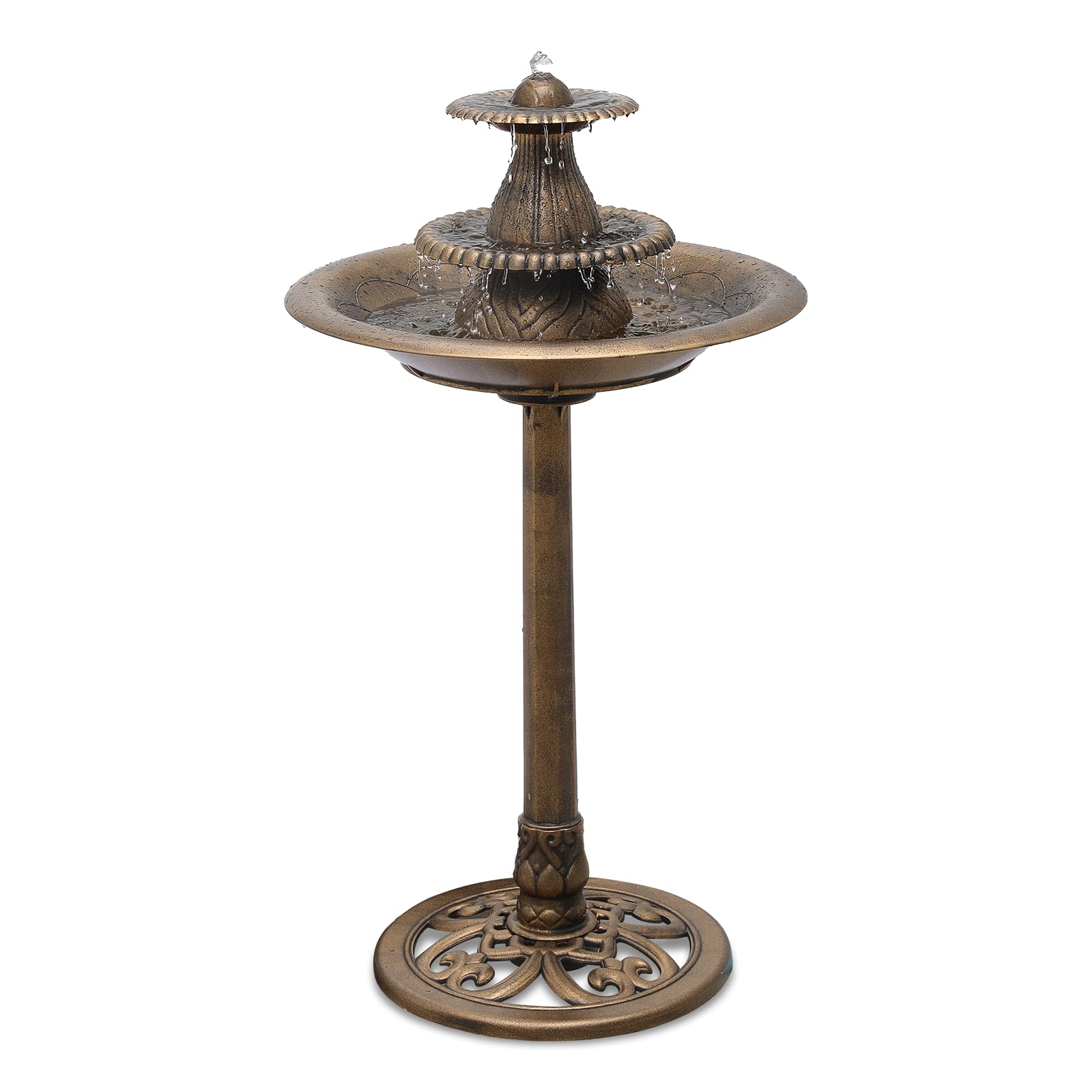 Outdoor Garden Bird Bath, 37' Water Fountain and Birdbath, Bronze
