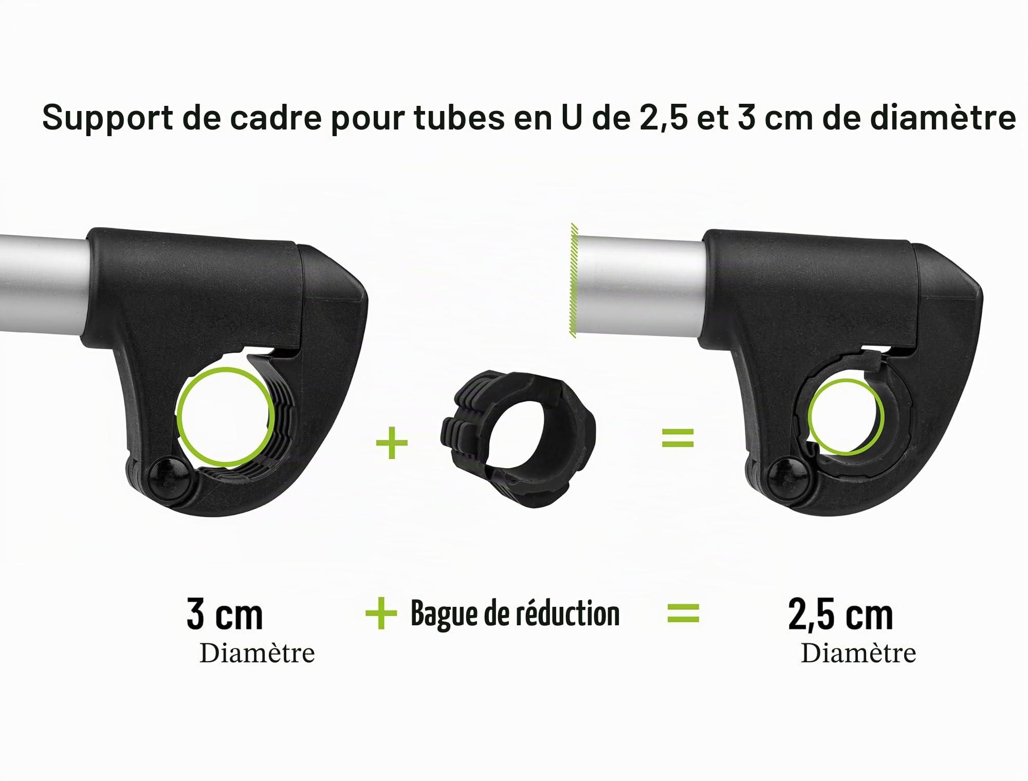 EUFAB 11248 Support de Cadre à Sangle réglable 40 cm, Noir/argenté