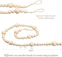 Vista 2 de Boao Guirnalda de cuentas de madera de Navidad de 10 pies, guirnalda de árbol de Navidad beige para colgar en la pared, cuentas de oración