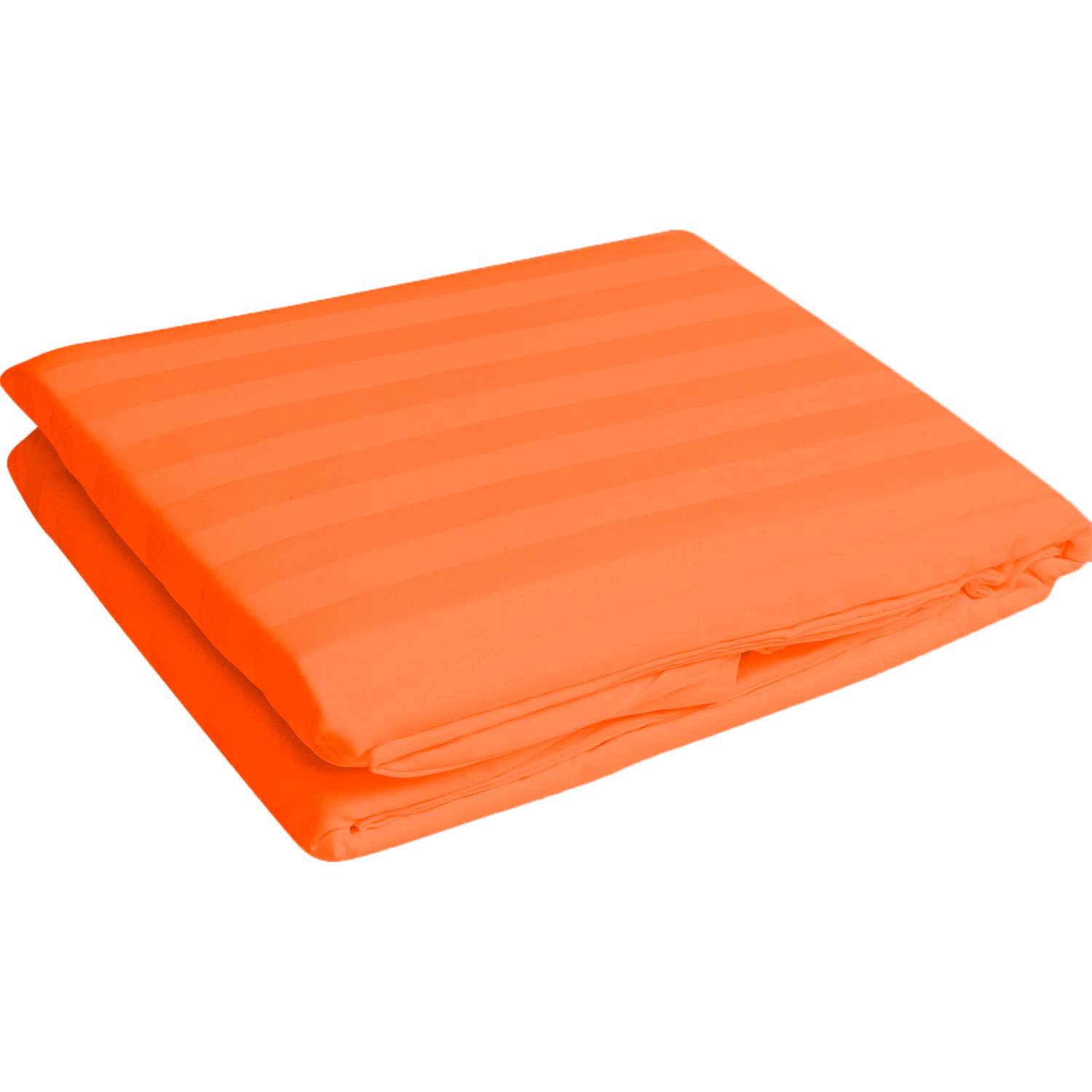 Bedding Attire 1 Piece Stripe Fitted Sheet 38cm Deep Pocket Egyptian Cotton 600 TC (UK King Size, Brick Color)