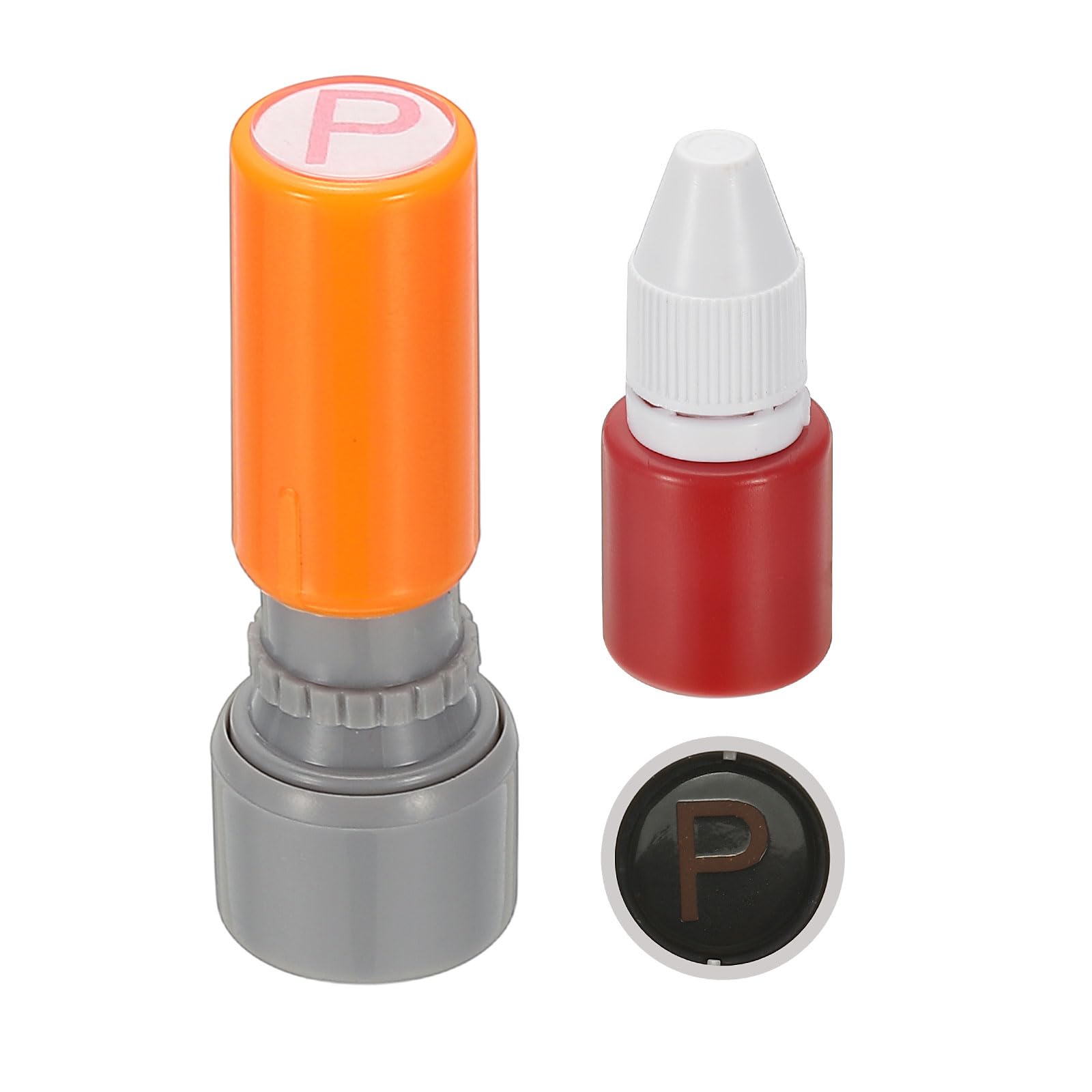 PATIKIL Letter Stamps Self Inking, Character Alphabet P Teacher Initial Ink Stamp Red Ink for Class Notebook Scrapbooking DIY Craft, Orange