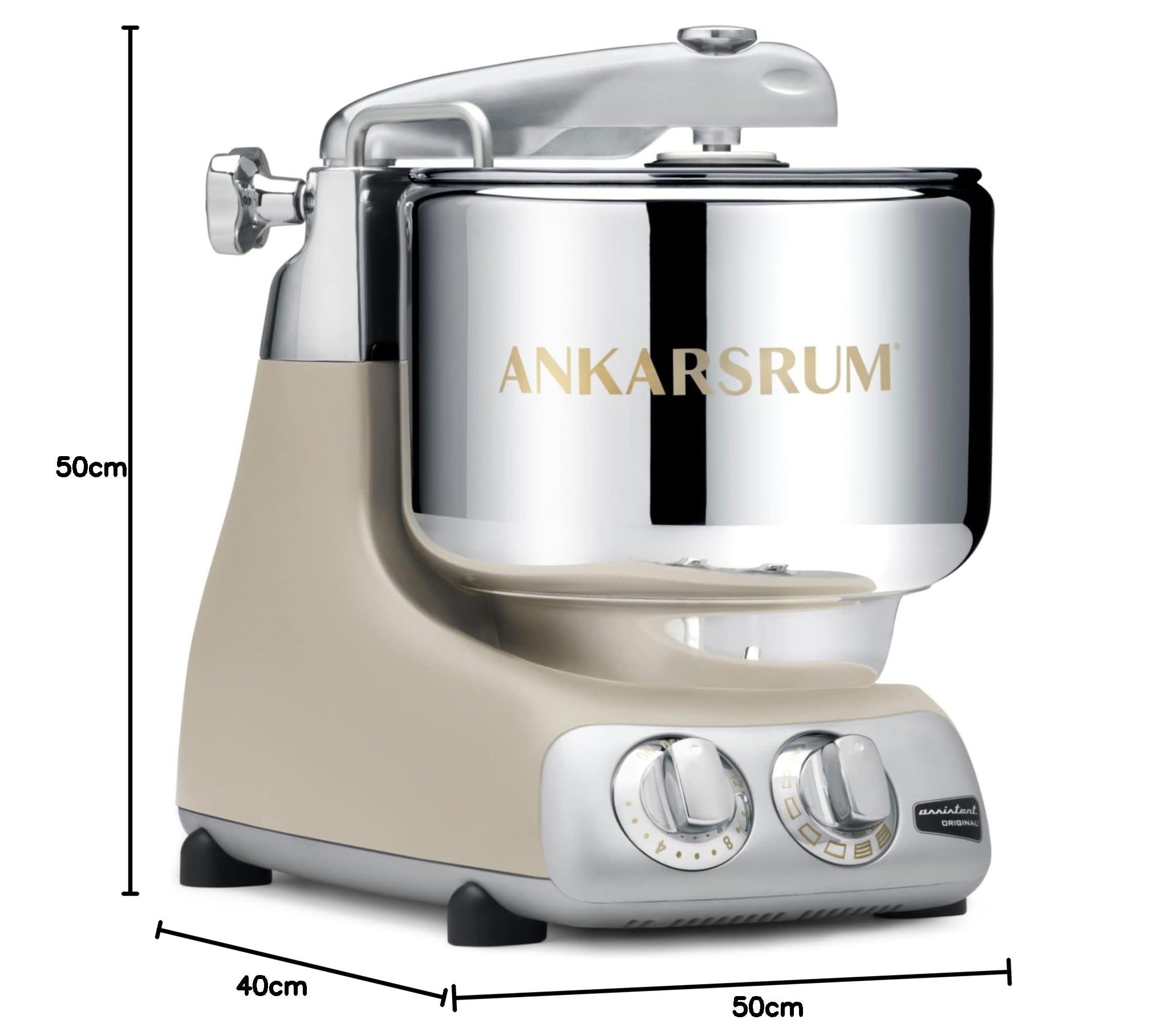Ankarsrum Assistent Original 6230 Küchenmaschine, Harmony Beige | 1500 Watt, multifunktionale Küchenmaschine u.a. zum Backen, mit 7 Liter Edelstahlschüssel, handgefertigt in Schweden