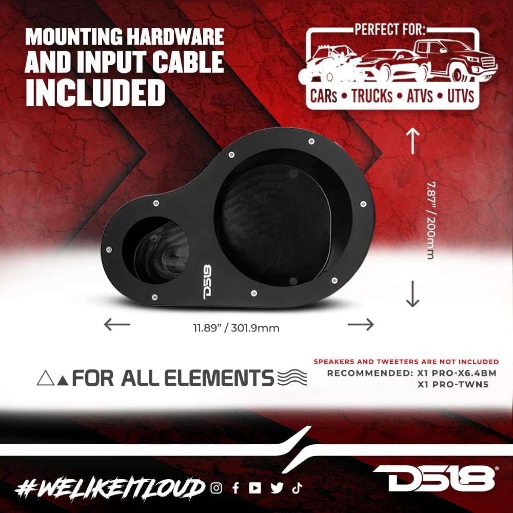 Flash Deals - 40% OFF DS18 Hydro EN6P High Density Abs Universal Speaker Pods, 2-Way Pod 1 X 6.5 and 1 x 1.5 Tweeters - for All Elements Cars, Trucks, ATVs, UVTs (1 Set Left & Right - NO Speakers) Super Cheap 🛒 DS18 Hydro EN6P High Density Abs Universal Speaker Pods, 2-Way Pod 1 X 6.5 and 1 x 1.5 Tweeters - for All Elements Cars, Trucks, ATVs, UVTs (1 Set Left & Right - NO Speakers)
