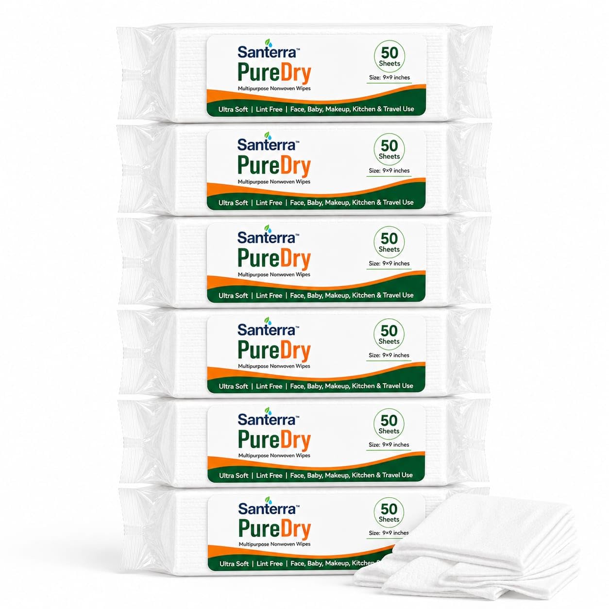 PureDry Multipurpose Dry Wipes | Ultra Soft & Lint Free | Makeup Remover, Baby Care, Kitchen & Travel Use | 50 GSM | 9 x 9 Inch | (Pack of 4)-image-46