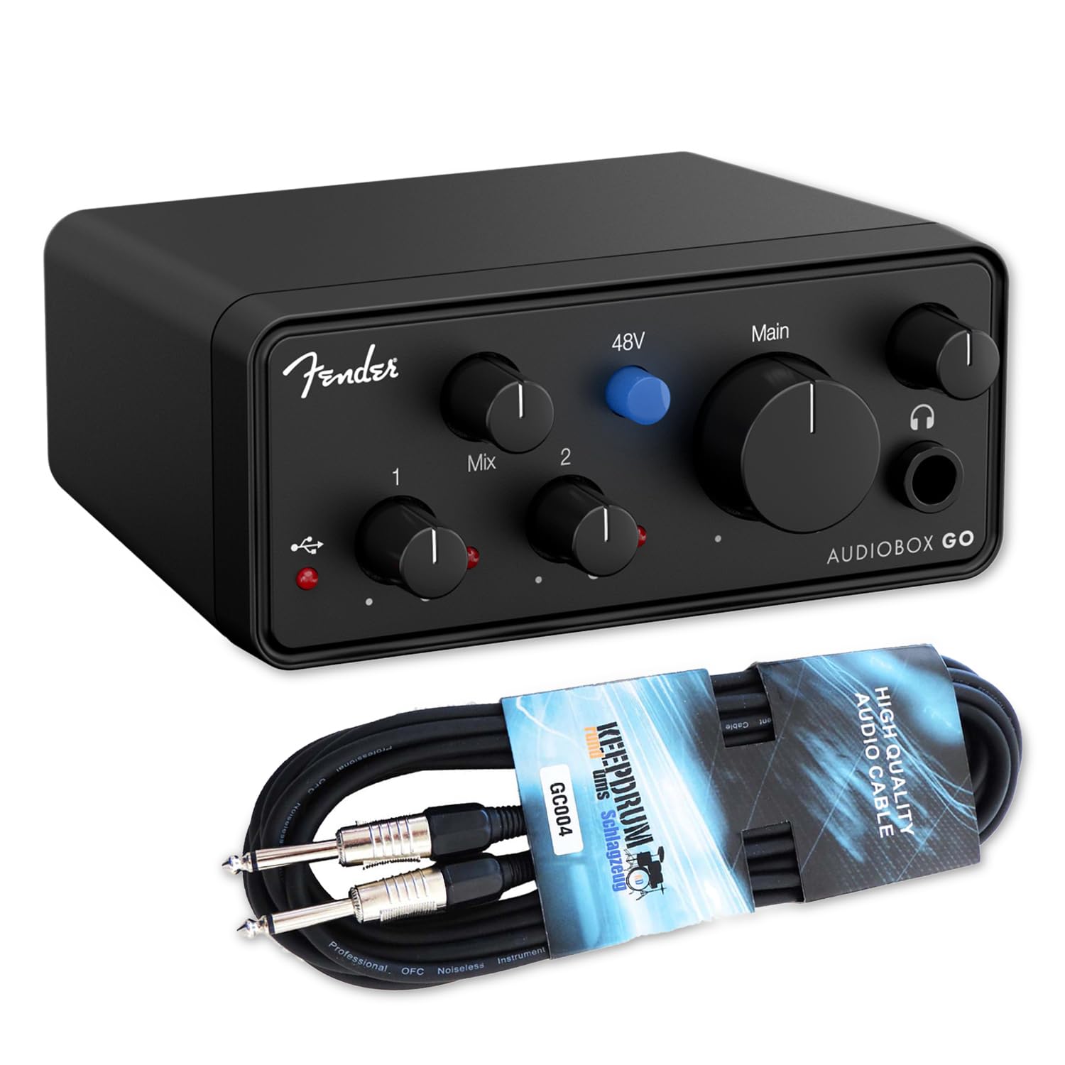Fender AudioBox Go - Interfaz de audio USB-C de 2 canales con cable jack keepdrum