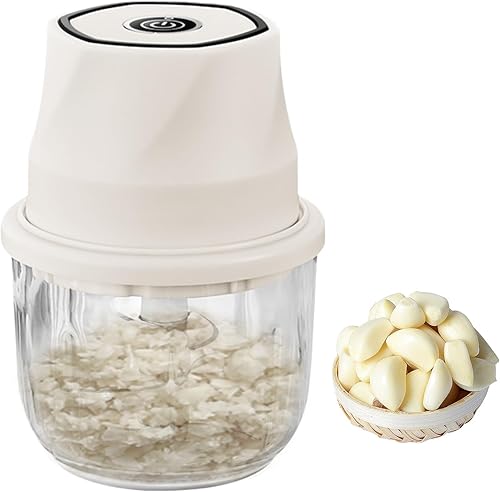 Miniatura 7 de Picadora eléctrica de ajo - Mini procesador de alimentos  Picadora portátil de verduras para nueces, chile, cebolla, carne picada y especias