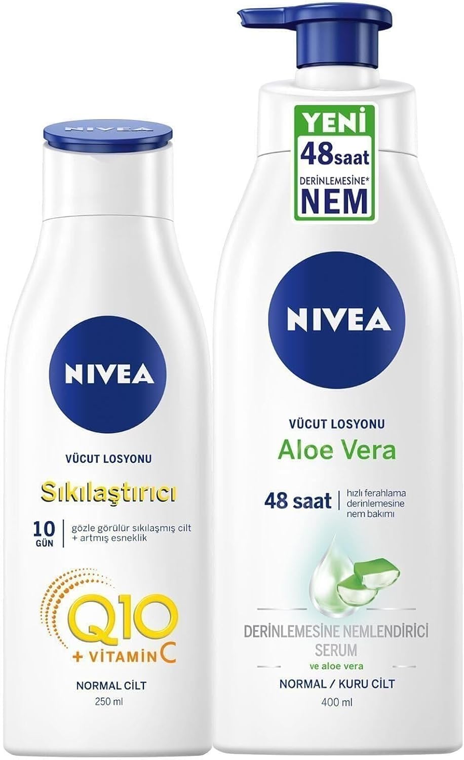 NIVEA Q10 Sıkılaştırıcı Vücut Losyonu 250 ml + Aloe Vera Pump Losyon