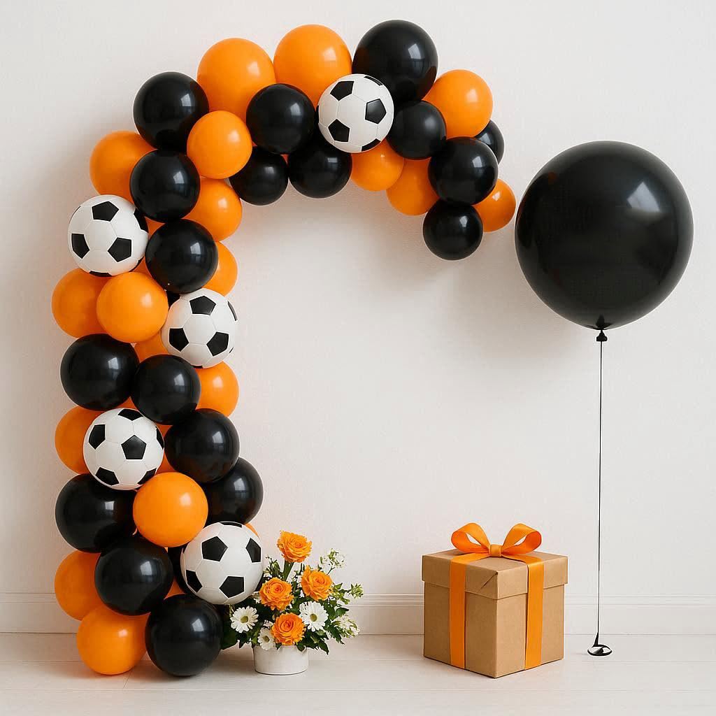 Football Balloons Arch Kit 45pcs Black & Orange Party Decorations Set for Birthday Sports Theme Party Baby Shower & Match Day Decor