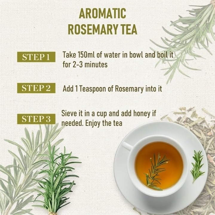 Rosemary Leaves For Hair Growth, Natural, Pure & Aromatic Herb For Cooking, Tea & Skincare,RoseMarry Herb - 100gm.