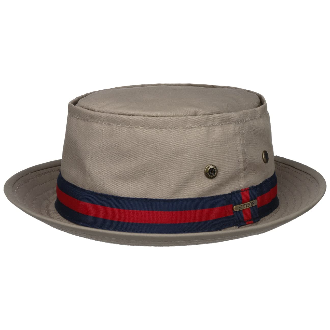 Stetson Men's Beige Classic Band Pork Pie Hat Cotton Uv Protection Summer Outdoor Ribbon