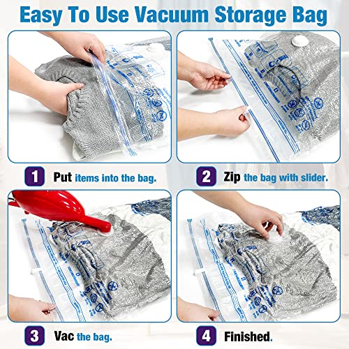 Image of 8 Jumbo Space Saver Bags, Vacuum Storage Bags for Clothes, Clothing, Comforter and Blanket Hand-Pump (8-Jumbo)