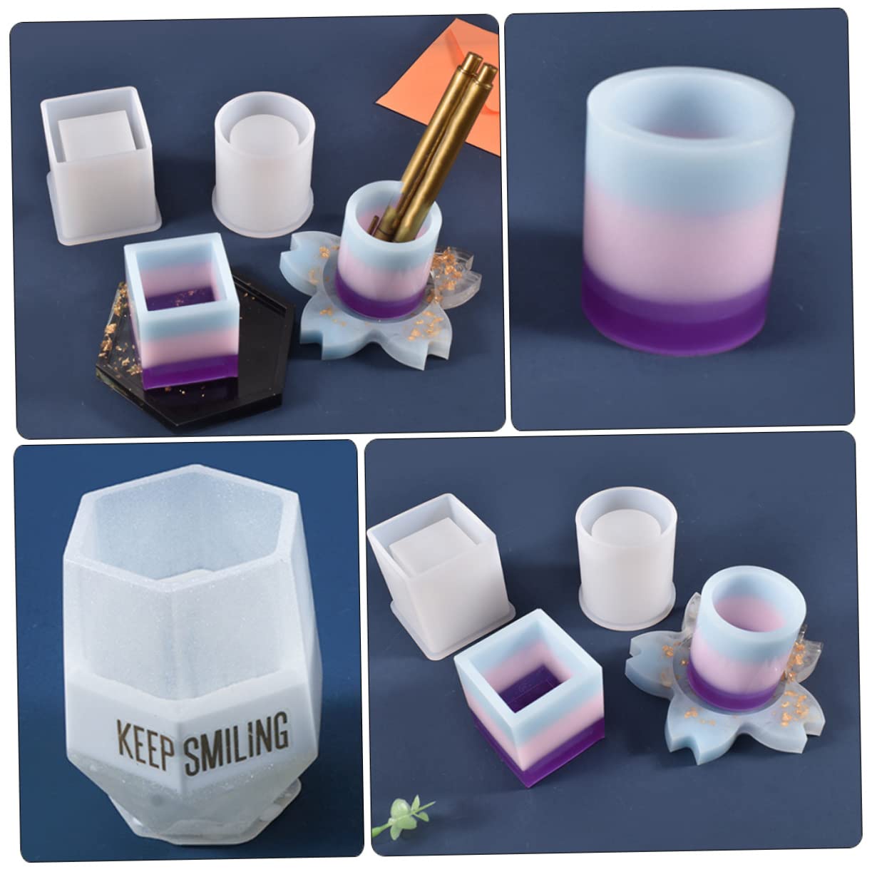 DOITOOL 2 Series Molde De Silicona Para Soporte De Lápices Estilo Taza Moldes Para Manualidades Diy Para Almacenamiento Y Creatividad 3 Piezas*2