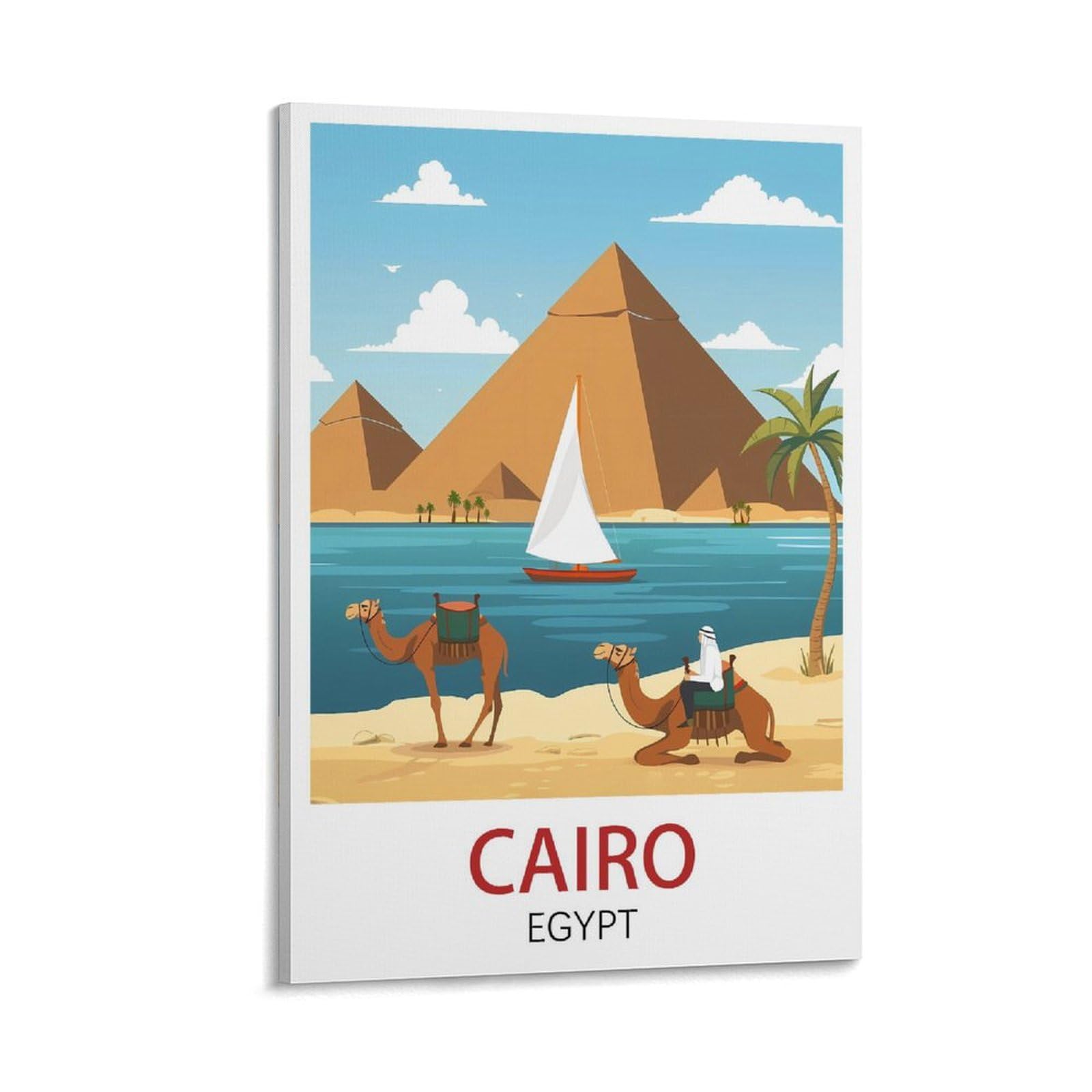 Losnabo Frame-Style Cairo Egypt Vintage Travel Poster 08X12inch(20X30cm) Canvas Wall Poster And Art Picture Print Modern Home Bedroom Decor
