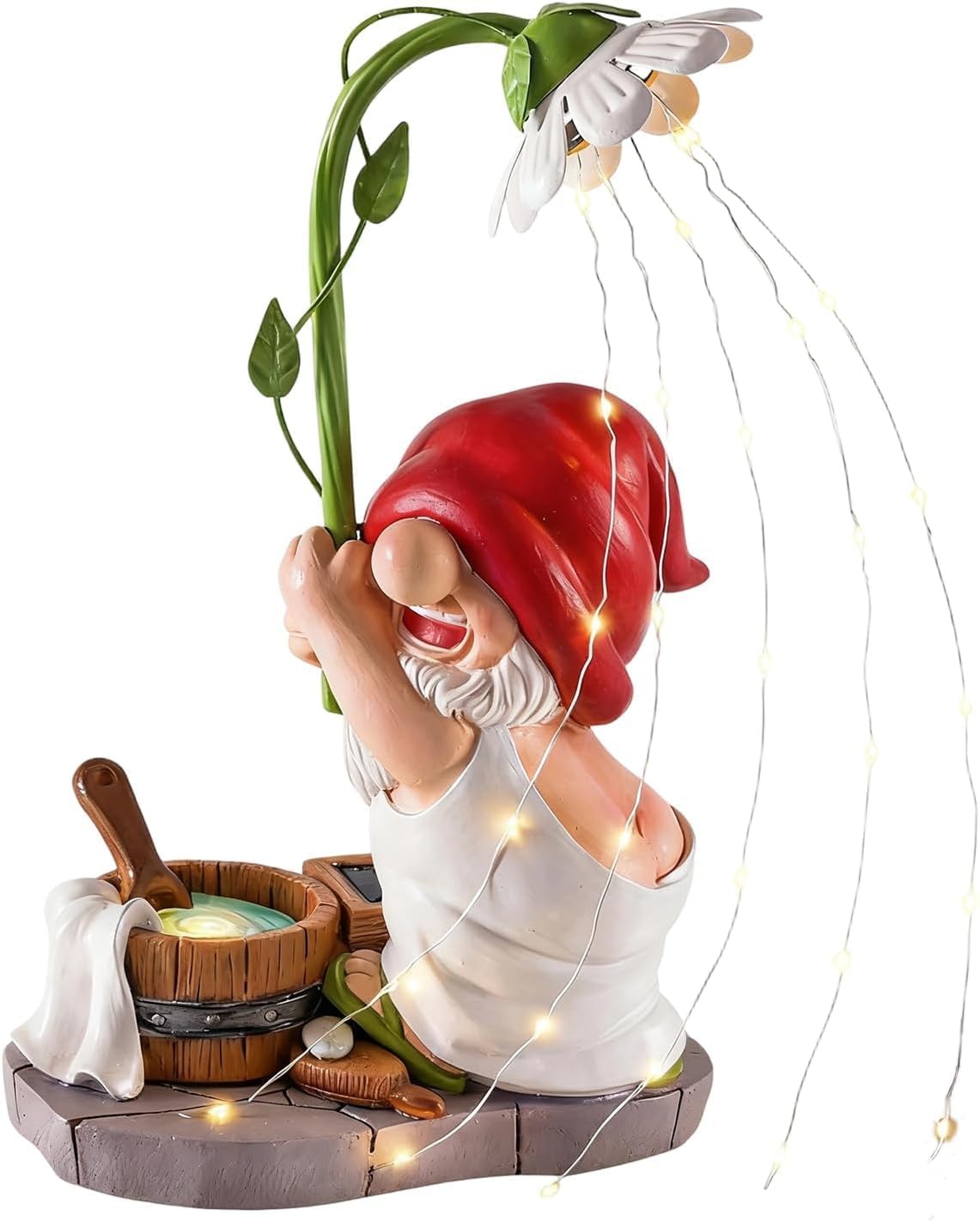 WINTS Garden Gnomes Outdoor Statue with Solar Lights,Bathing Funny Gnome Solar Garden Decorations for Lawn,Balcony,Yard,Patio Gnome Gifts for Mom